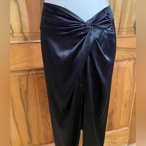 Amanda Uprichard - Black Faux-Wrap-Waist Midi Skirt - High Slit - EUC - M